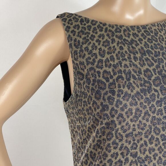 Vintage 90s Andrea Polizzi for Rex Lester animal print shimmer mini dress size 8 - Picture 2 of 10